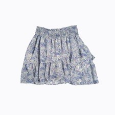 Mini Tiered Floral Ruffle Skirt M Cream Lilac Y2K Boho Coquette Cottagecore Boho