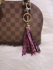 Bling Tassel bag Charm keychain Keyring fob Metallic Pink Tassel purse new Gift