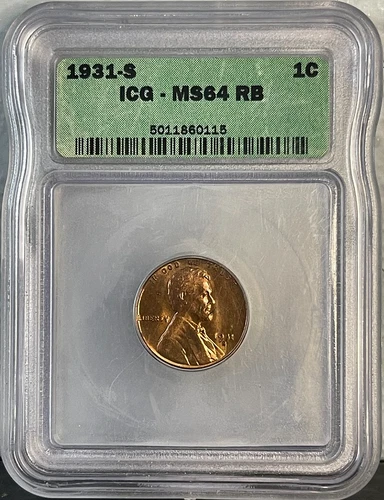 1931-S Lincoln Wheat Cent ICG MS64 RB Key Date