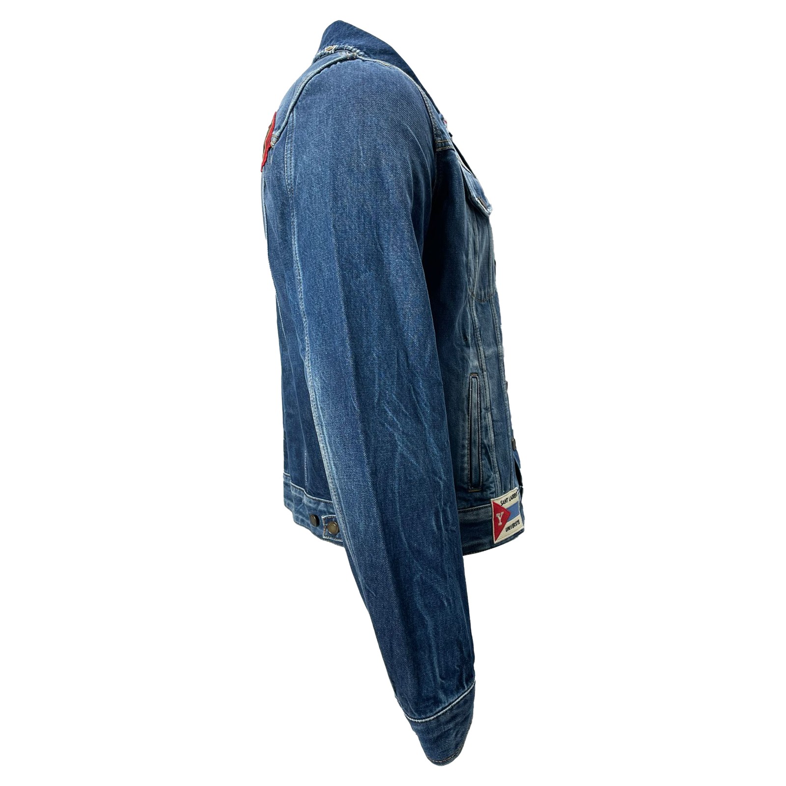Saint Laurent Giacca Patch In Blu Cotone Denim Uomo Azzurro L