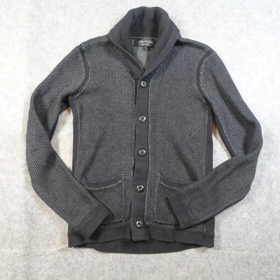 Rag Bone Sweater Mens Small Gray Shawl Collar Chunky Knit Cardigan Cotton