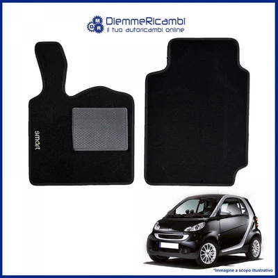 W-PARTS SERIE 2 TAPPETI - TAPPETINI IN MOQUETTE NERI PER SMART FORTWO 451 - 2007 ->2014