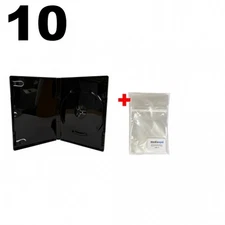 10 PREMIUM STANDARD Shiny Glossy Black Single DVD Cases 14MM & 100 OPP Bags