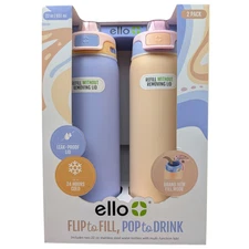 Ello Pop & Fill Stainless Steel Water Bottles 22oz Cornflower/Brush Breeze