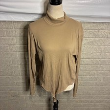 HM Tan Ribbed Turtleneck Long Sleeve Bodysuit Top Women's XL