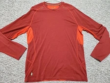 Smartwool PhD Long Sleeve Mens Crewneck Merino Wool Blend  Rust Orange L
