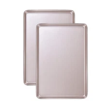 2 Pack,15"×10" Commercial Cookie Sheet Pan Nonstick ,Champagne Gold
