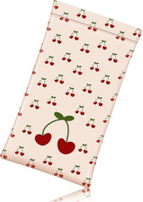 Soft Eyeglasses Case with Cleaning Cloth, Portable Squeeze Top Vegan Leather Gla