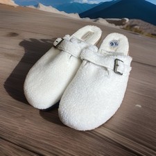 NWT-Clarks Collection Brynn Slide Ivory/White Sherpa Clog Winter Slip-on Shoes