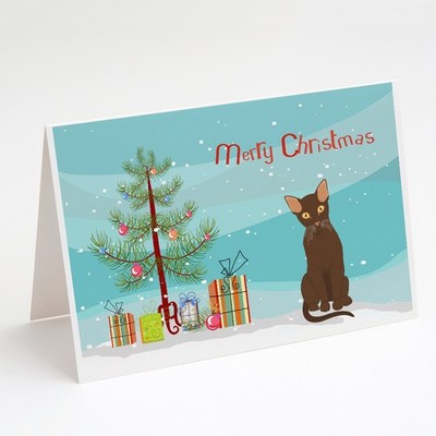 Caroline's Treasures Suphalak Cat Merry Christmas Greeting Cards Pack of 8