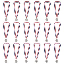 18Pcs 2" Silver Winner Award Medals Style Medals 2nd Prizes with Ribbon