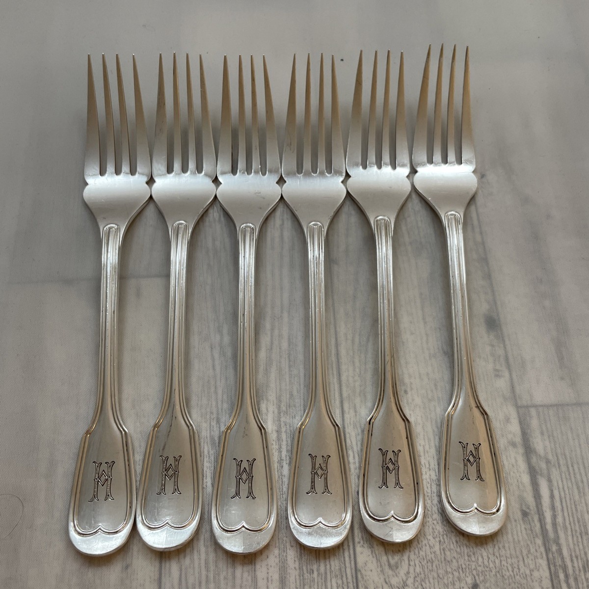 Vintage French silver-plated 6 Forks Christofle Chinon Flatware H