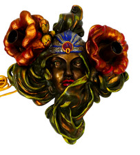 VINTAGE ALPHONSE MUCHA BLACKAMOOR ART NOUVEAU WALL MOUNT LIGHT FIXTURE SCONCE