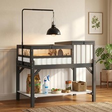 PETSCOSSET Tortoise Enclosure Indoor with Storage Shelf & Adjustable Light Stand