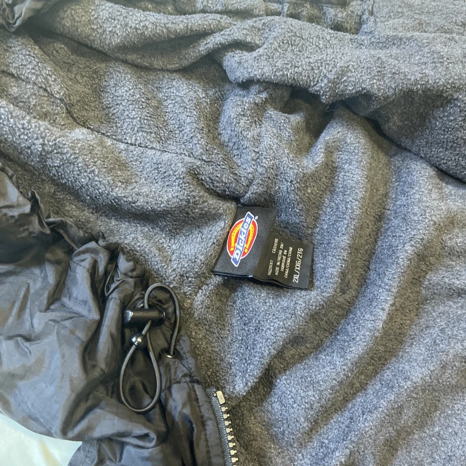 Dickies 男式羊毛衬里连帽尼龙夹克 2XL 黑色全拉链风衣 — 第 4/4 张图片