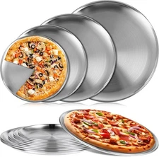 Thenshop 8 Pieces Pizza Pans Bulk 8 Inch 9 10 12 Inch, Silver 