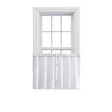 Ellis Stacey 1.5" Rod Pocket Solid Color Window Tailored Tier Pair White