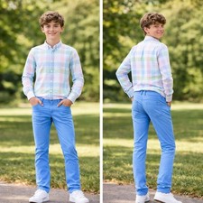 NWT Gap Kids Boys Blue Chino Pants Sz 16 Casual Dress Easter Wedding Pastel