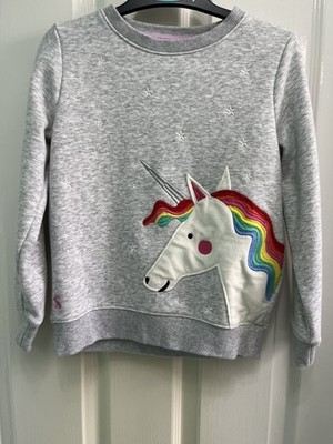 Neu ohne Etikett Joules Mädchen Mackenzie grau Einhorn Sweatshirt Pullover   Alter 7 