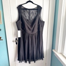 Azazie Siena Black Dress Lace Back Chiffon Skirt NWT Size A26 Wedding Cocktail