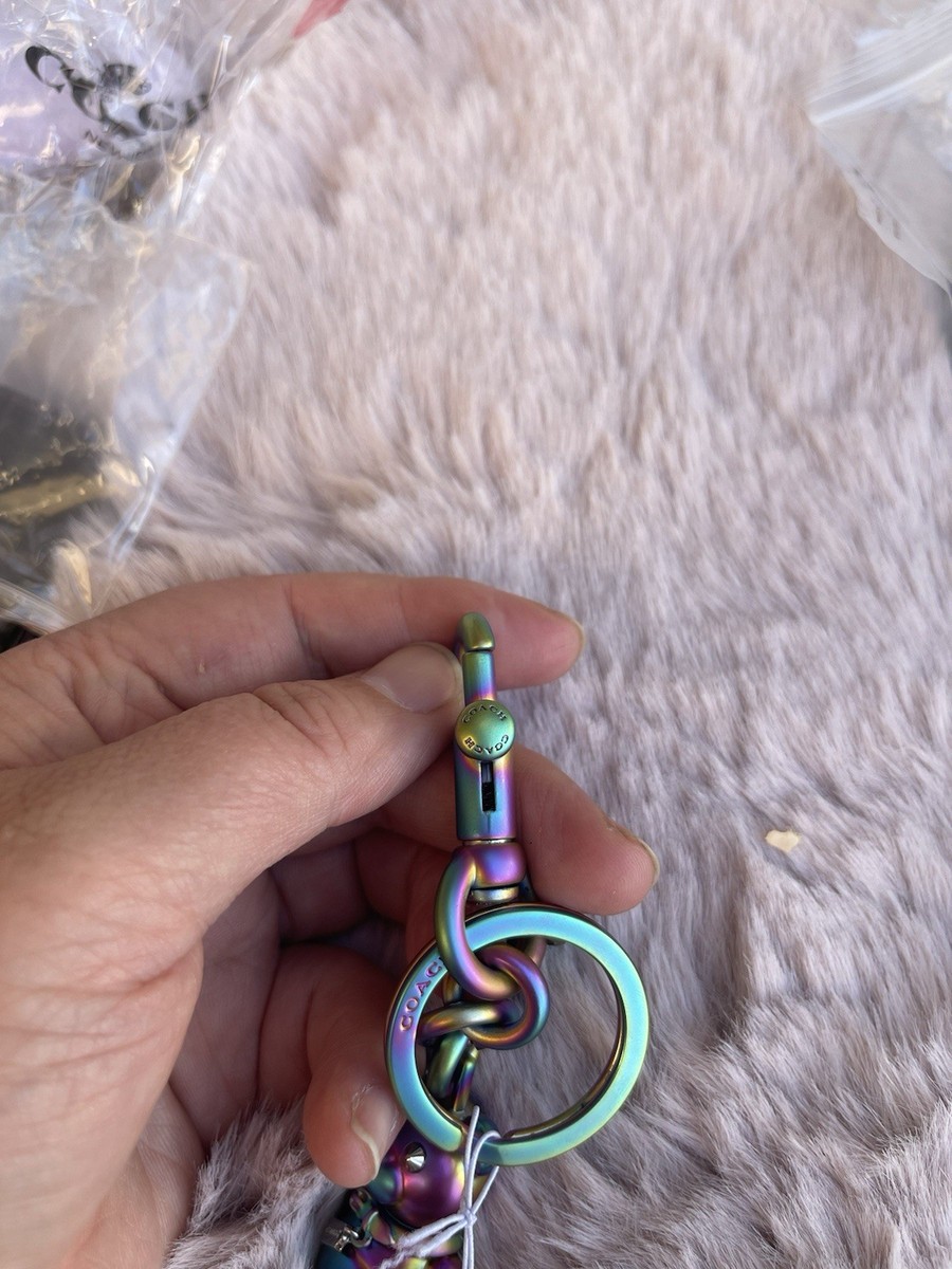NEW COACH Hologram Iridescent Teddy Bear Purse Charm Key Chain