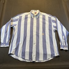 Vintage Tommy Hilfiger Shirt Mens XL Blue Striped  Crest  Flag Tag  90s / Y2K
