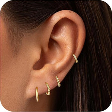 Gold Hoop Earrings Set for Women, 14K Gold Plated Huggie Hoop Earring Hypoallerg