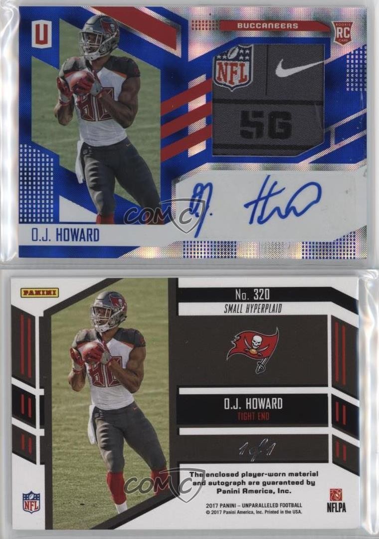2017 Panini Unparalleled RPS Rookie Tag Size Blue 1/1 OJ Howard Patch Auto v7j view 3