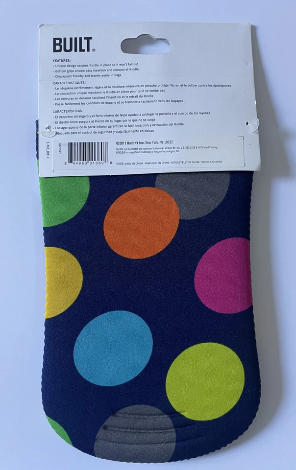 New - BUILT Slim Neoprene Sleeve - Kindle Fire - Navy w/Multi Colored Dots - Image 4 of 4
