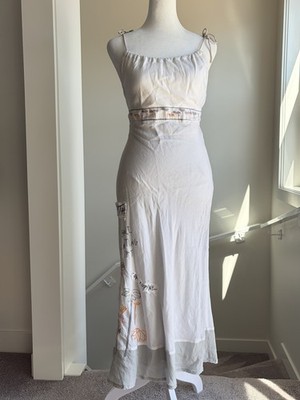 Rare Cop Copine Embroidered Floral Maxi Dress XS 00s Fairy