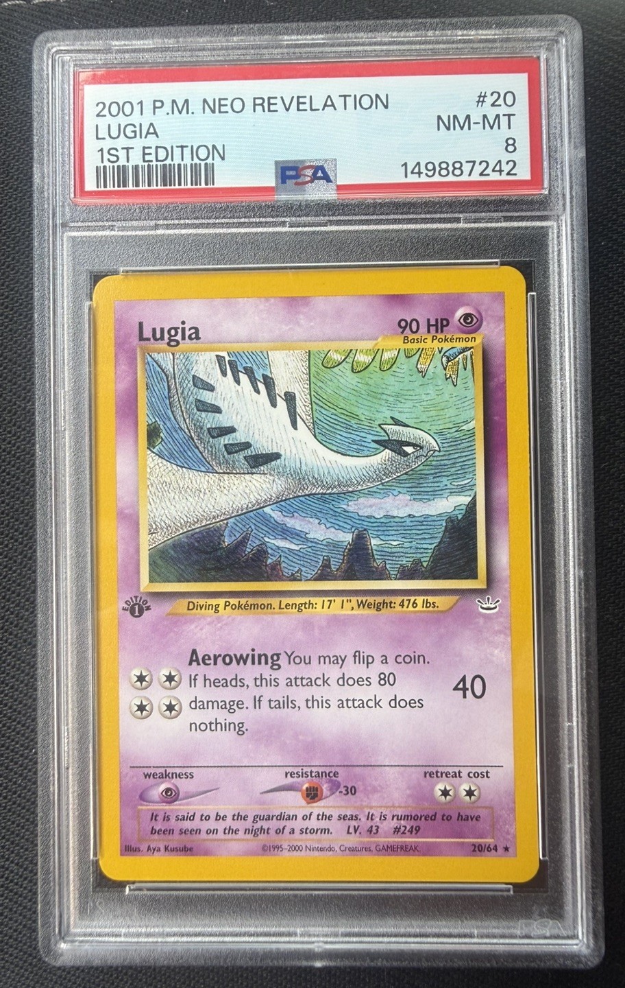 2001 POKEMON NEO REVELATION 1ST EDITION # 20 LUGIA PSA 8 💦