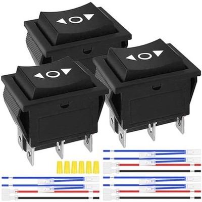 3Pcs 12V Automatic Lock Rocker Switch Snap-in Toggle Switch DPDT 3Position ON/Of