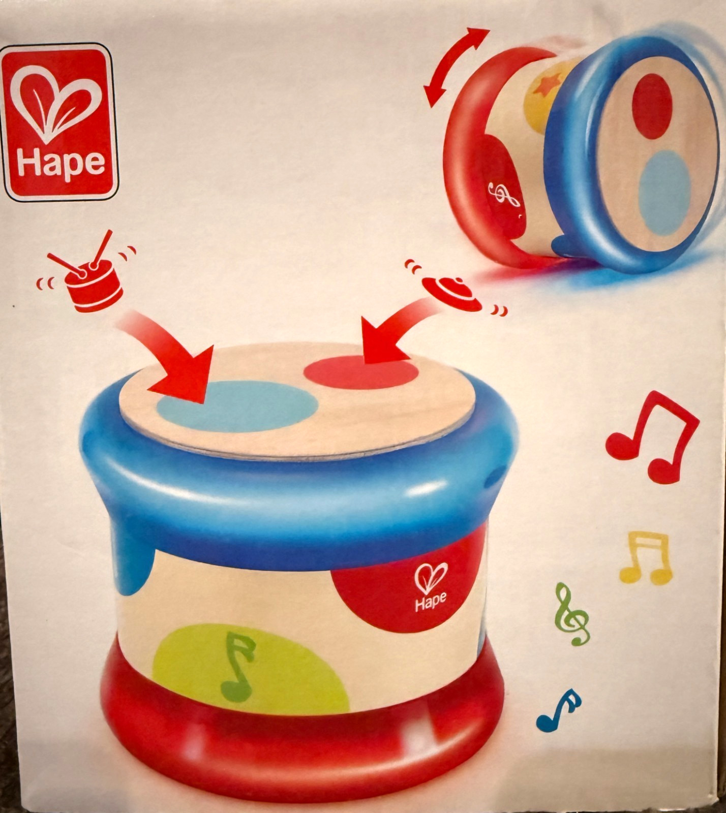 Hape Baby Drum Colorful Rolling Musical Instrument Toy Motor Skills and Rhythm