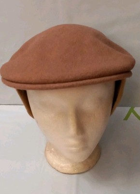 Kangol Size Large Beige Blue 100% Wool 504 Earflaps Cap 0238KG NWT