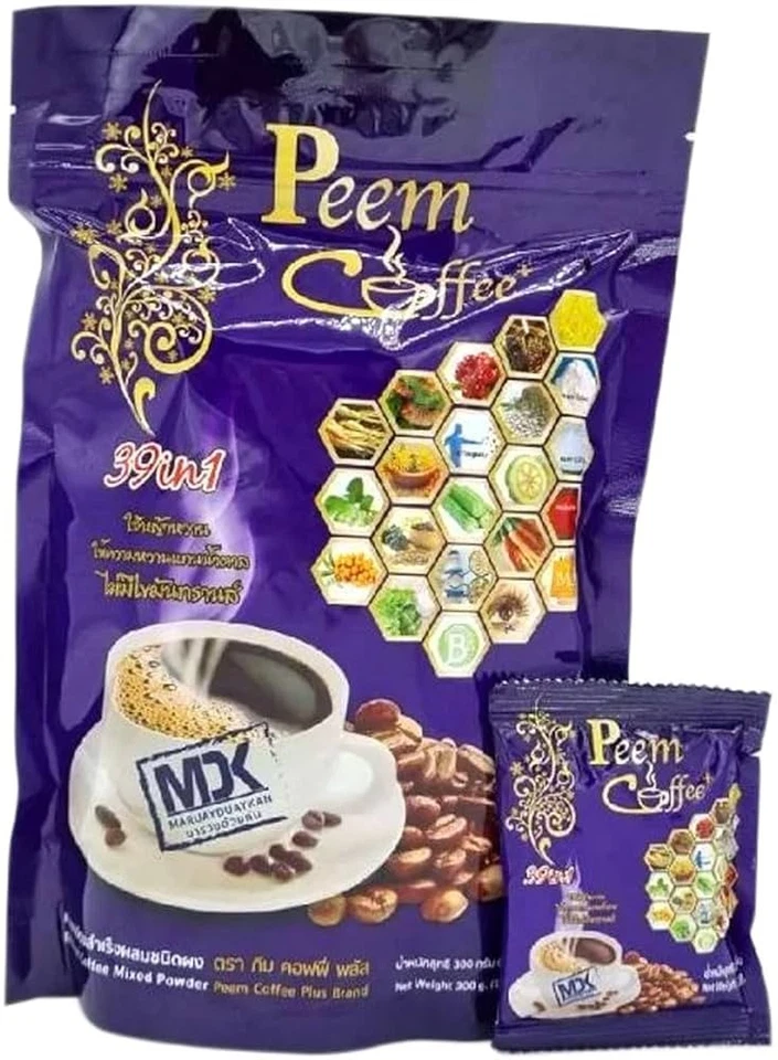 Peem Coffee Herbs 39 en 1 mezcla de café instantáneo en polvo 300 g 15 sobres sin azúcar Foto 2 de 4