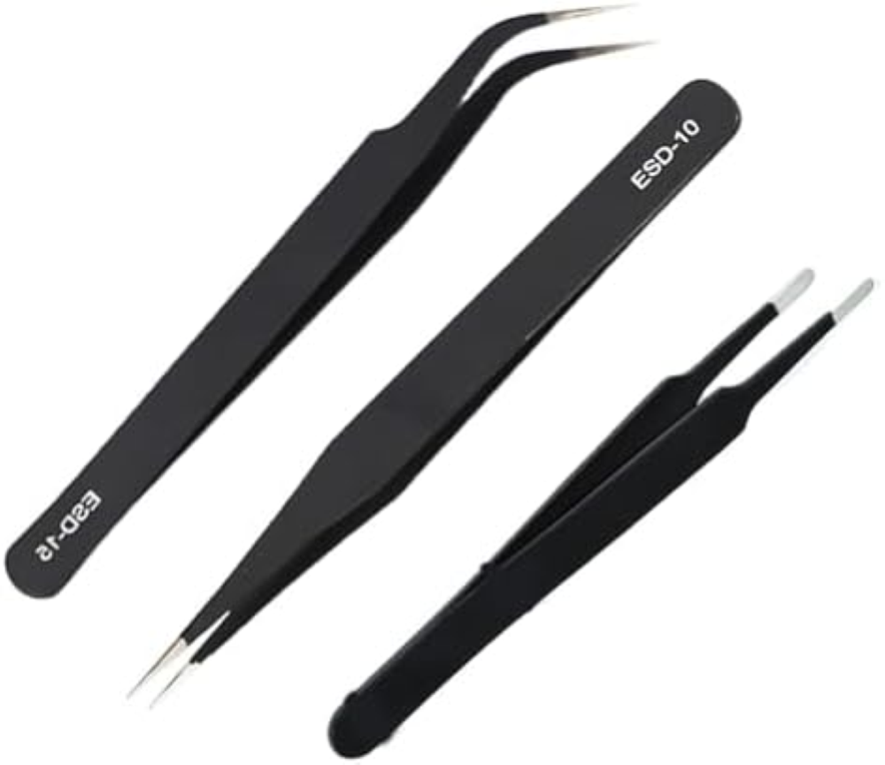 Set di 2 pinze di precisione ESD in acciaio inox antistatiche per computer, ripa