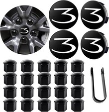 Wheel Center Caps for Tesla Model 3, Wheel Center Hub Cap Kit with White 3