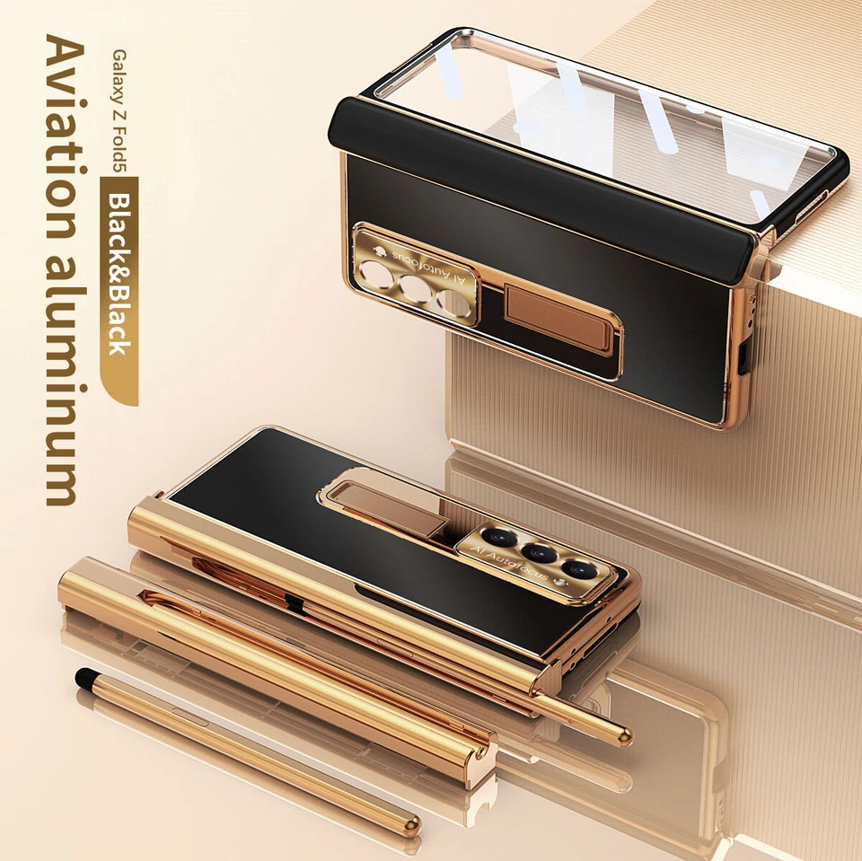Para Samsung Z Plegable 7/6/5/4/3 Soporte Pantalla Bisagra PC Chapado Metal Pluma Soporte Estuche Foto 3 de 4