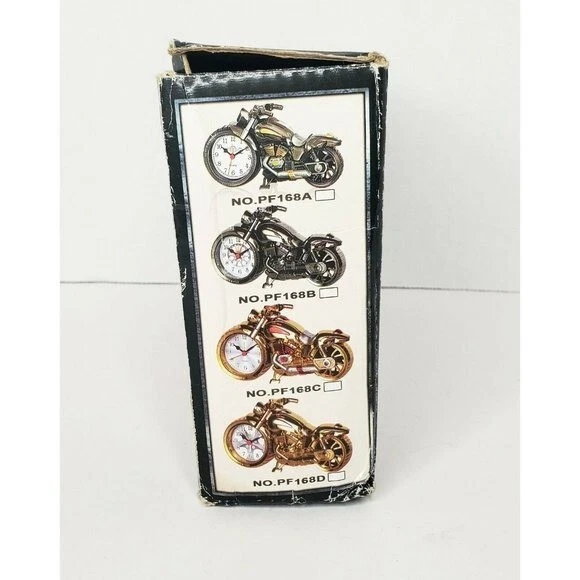 Motorcycle Quartz Alarm Desk Clock Battery Powered Gun Metal Gray in Box - Image 3 of 4