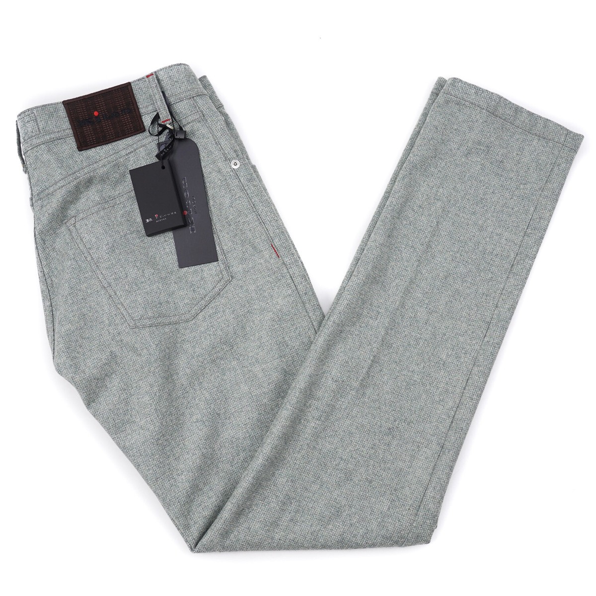 Kiton Slim-Fit Houndstooth Check Soft Flannel Wool 5-Pocket