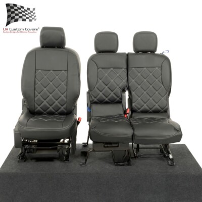 PEUGEOT PARTNER FRONT SEAT COVERS LEATHERETTE (2018 ONWARDS) BLACK 1157