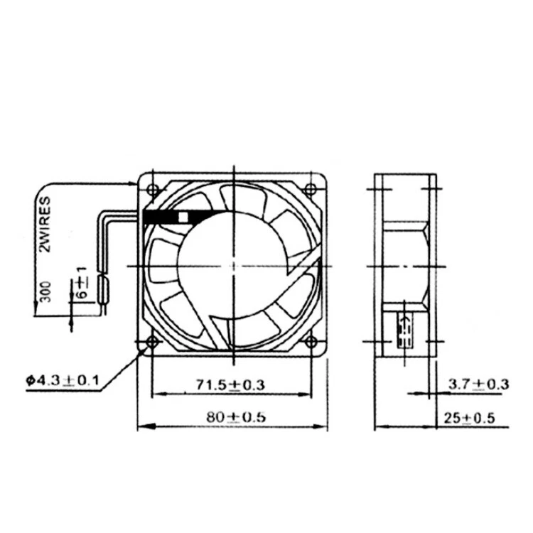 Computerlüfter Lüfter Gehäuselüfter Ventilator 2350 U/min AC 230V 80x80x25 mm - Bild 2 von 2
