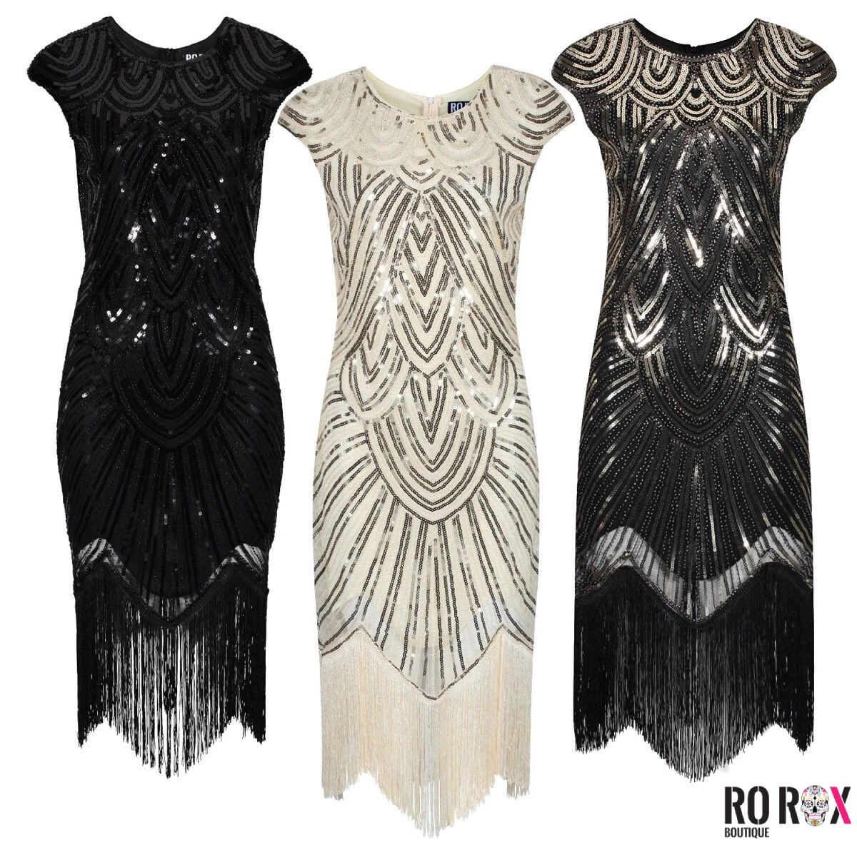 Ro Rox 1920u0026#039;s Flapper Dress Sequin Fringe Cocktail Party Great Gatsby  Costume | eBay