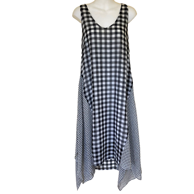 Mystree Pinafore Jumper Dress Flowy Black Gingham Patchwork Check Size  Small | eBay