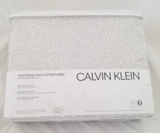4 pc Calvin Klein Cream & Grey Heavyweight Cotton Flannel Queen Sheet Set NIP
