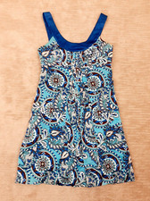 Ann Taylor Womens Sz 2 Dress Silk Blend Blue Floral Paisley Front Pleated Boho