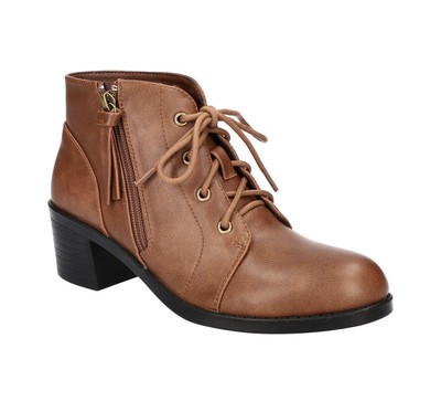 Easy Street Womens Becker Lace-Up Faux Leather Ankle Boots Shoes