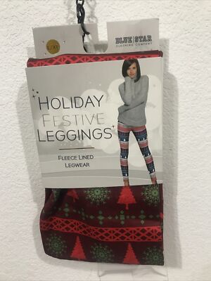 HOIDAY FESTIVE LEGGINGS FLEECED LINED LEGWEAR S/M MULTICOLOR (11-TW-346)
