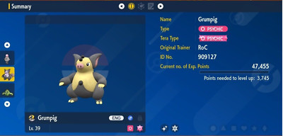 Pokemon Scarlet & Violet 6IV Shiny GRUMPIG Max EVs