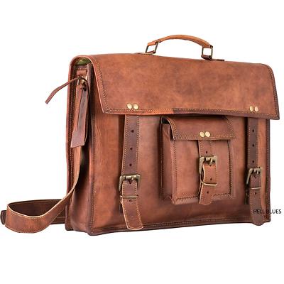 Groß Herren Vintage Rustikal Leder Computer Messenger Taschen Schulter Laptop